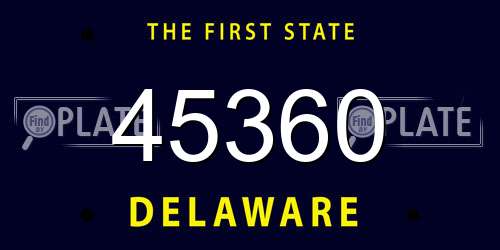 45360 Delaware License Plate