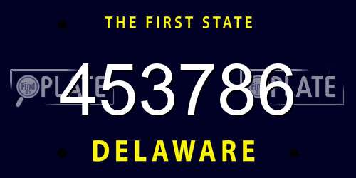 453786 Delaware License Plate