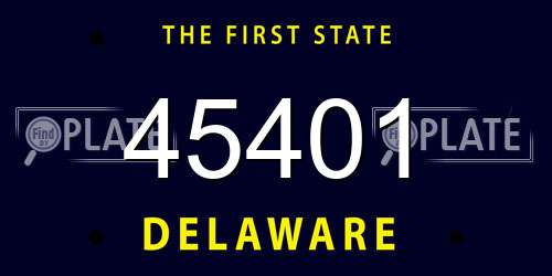 45401 Delaware License Plate