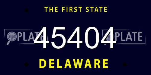 45404 Delaware License Plate