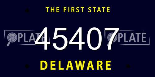45407 Delaware License Plate