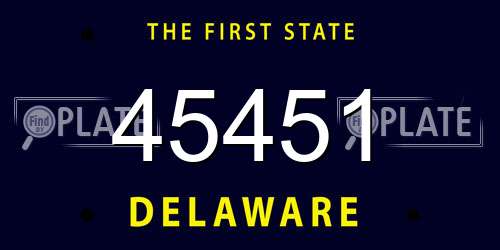 45451 Delaware License Plate