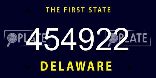 454922 Delaware License Plate