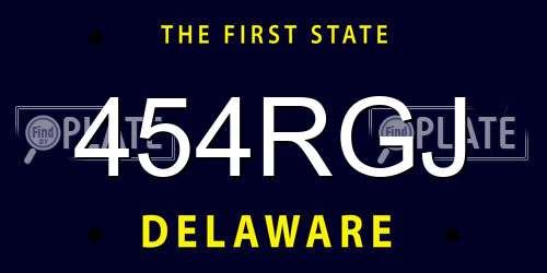 454RGJ Delaware License Plate