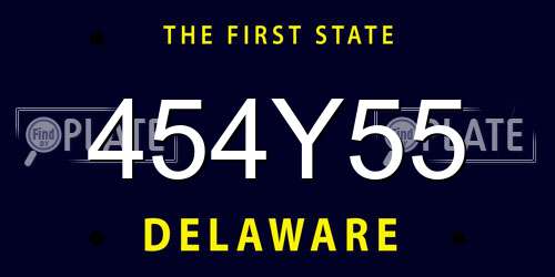 454Y55 Delaware License Plate