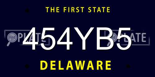 454YB5 Delaware License Plate