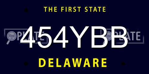 454YBB Delaware License Plate