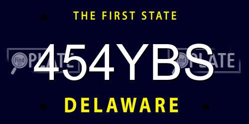 454YBS Delaware License Plate