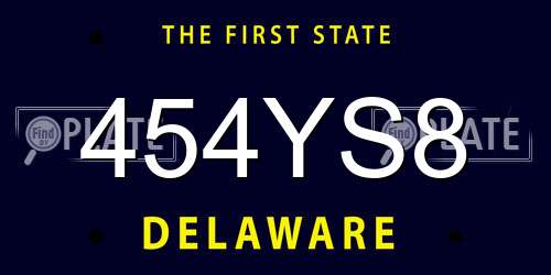 454YS8 Delaware License Plate