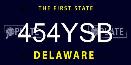 454YSB Delaware License Plate