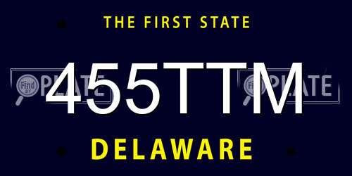 455TTM Delaware License Plate