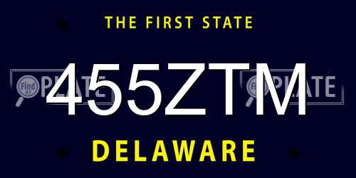 455ZTM Delaware License Plate