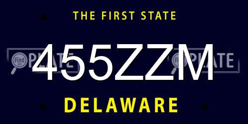 455ZZM Delaware License Plate