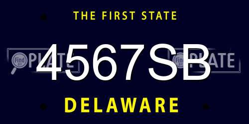 4567SB Delaware License Plate
