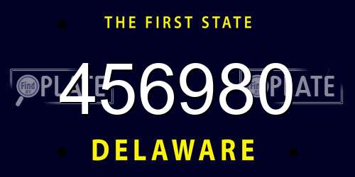456980 Delaware License Plate