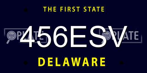 456ESV Delaware License Plate
