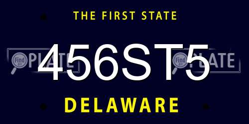 456ST5 Delaware License Plate