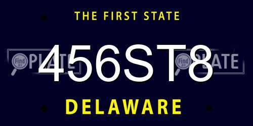 456ST8 Delaware License Plate