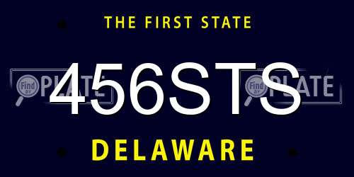456STS Delaware License Plate
