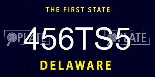 456TS5 Delaware License Plate