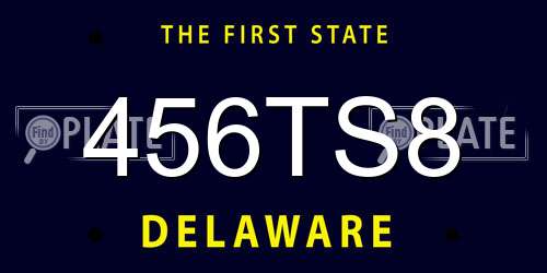 456TS8 Delaware License Plate