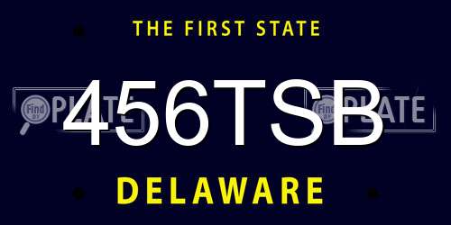 456TSB Delaware License Plate