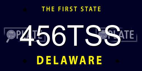 456TSS Delaware License Plate