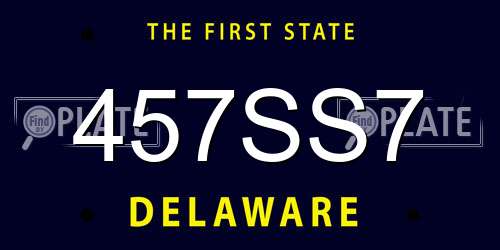 457SS7 Delaware License Plate