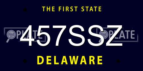 457SSZ Delaware License Plate