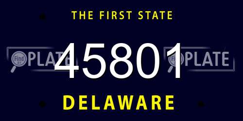 45801 Delaware License Plate