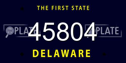 45804 Delaware License Plate
