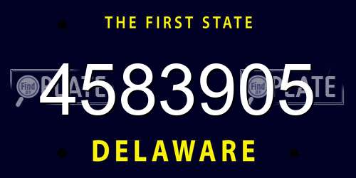 4583905 Delaware License Plate