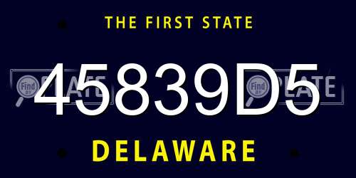 45839D5 Delaware License Plate