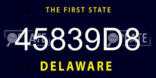 45839D8 Delaware License Plate