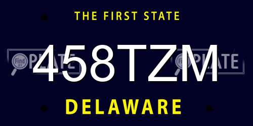 458TZM Delaware License Plate