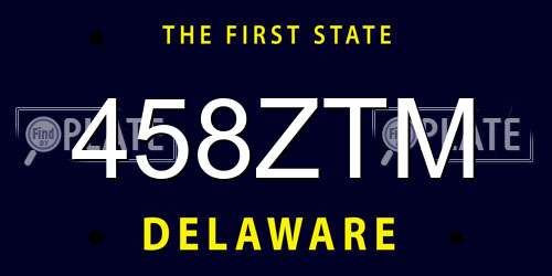 458ZTM Delaware License Plate