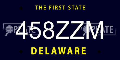 458ZZM Delaware License Plate
