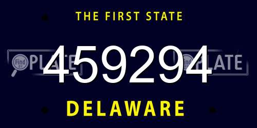 459294 Delaware License Plate