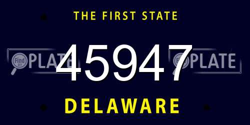 45947 Delaware License Plate