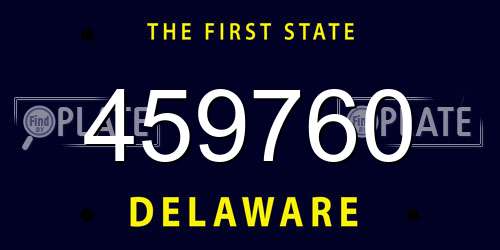 459760 Delaware License Plate