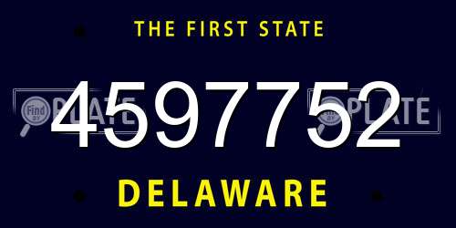 4597752 Delaware License Plate