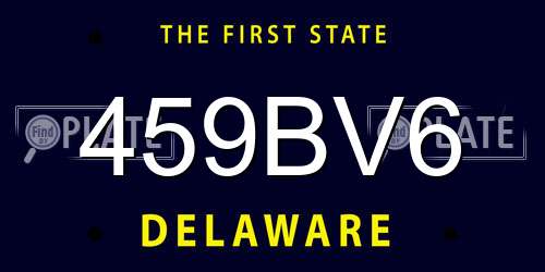 459BV6 Delaware License Plate