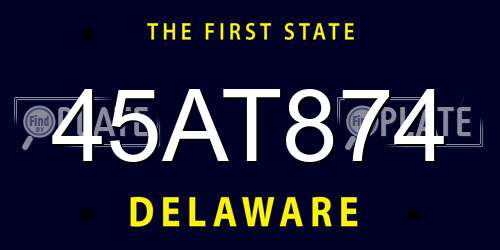 45AT874 Delaware License Plate