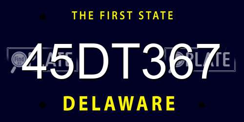 45DT367 Delaware License Plate