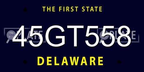 45GT558 Delaware License Plate