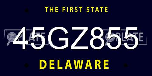 45GZ855 Delaware License Plate