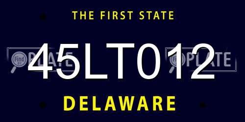 45LT012 Delaware License Plate