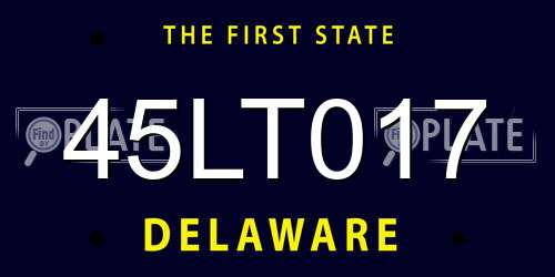45LT017 Delaware License Plate