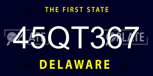 45QT367 Delaware License Plate
