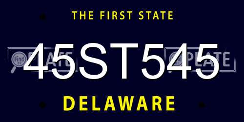 45ST545 Delaware License Plate